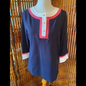 3- Button Front Close Cotton Pink,White, Navy Top. L ( Code101)
